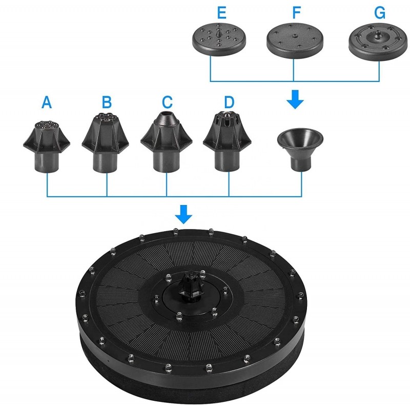 Flydende solcelle springvand med batteri og lys
